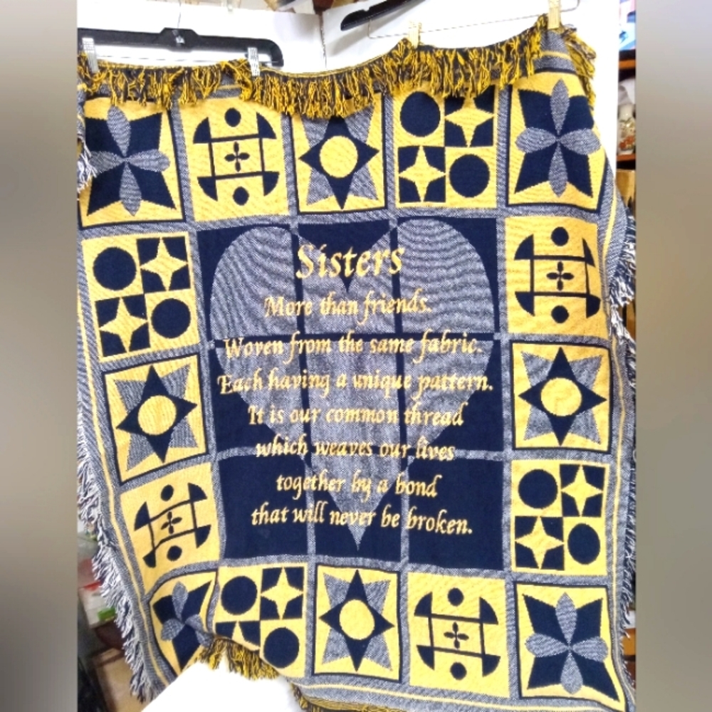 SISTERS Tapestry Throw Blanket Geometric 47x 55 Wall Decor